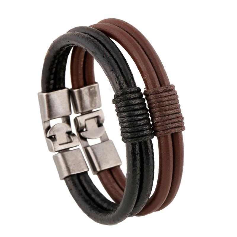 ブレスレット メンズ 牛革 本革 レザー 編み込み 手作り ハンドメイド 幾何学模様 アクセサリー 腕輪 カジュアル ブラック ブラウン