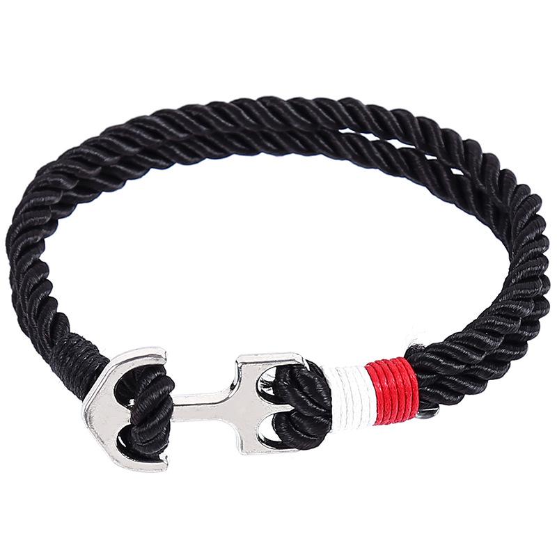 ブレスレット 男女兼用 ペア 欧米風 マリンスタイル ハンドメイド レザー 錨 アンカーチャーム レトロ ..