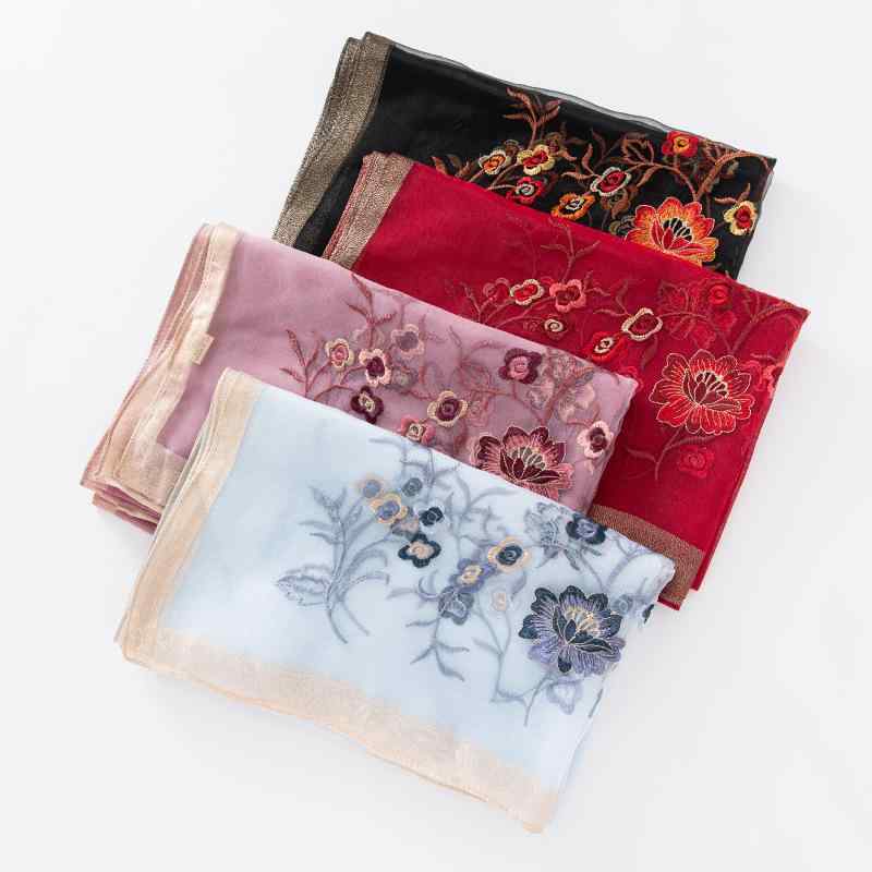 ストール レディース 桑蚕シルク 正絹 シルクウール 刺繡 グラデーション 韓国風 リゾート 旅行 日焼け対策 UVカット 保温 冷房対策 ショール 春夏秋冬(4)