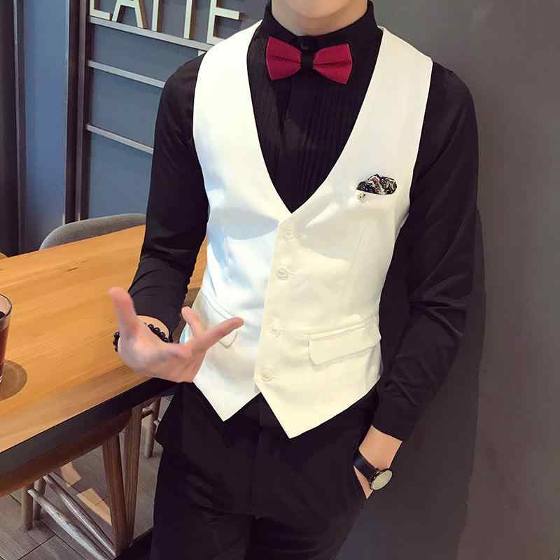 ベスト メンズ 男性用 ジレ 韓国風 ファッション スリムフィット ポケット付き カジュアル フォーマル 大きいサイズ 綿混紡 春秋