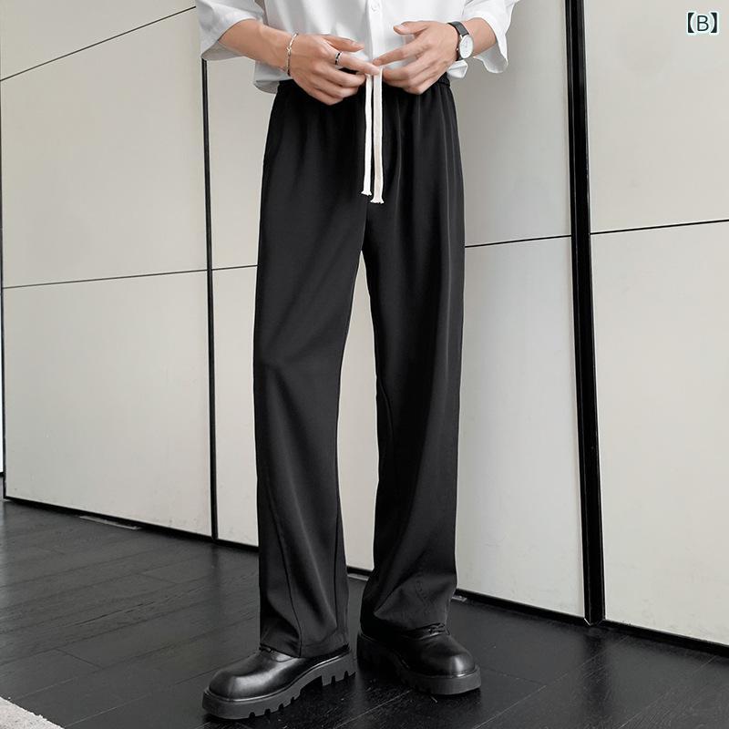 カジュアルパンツ メンズ ハイウエスト ストレート 接触冷感 ドレープ感 立体裁断 薄手 軽量 高ストレッチ 竹繊維 春夏 グレー ブラック ブラウン