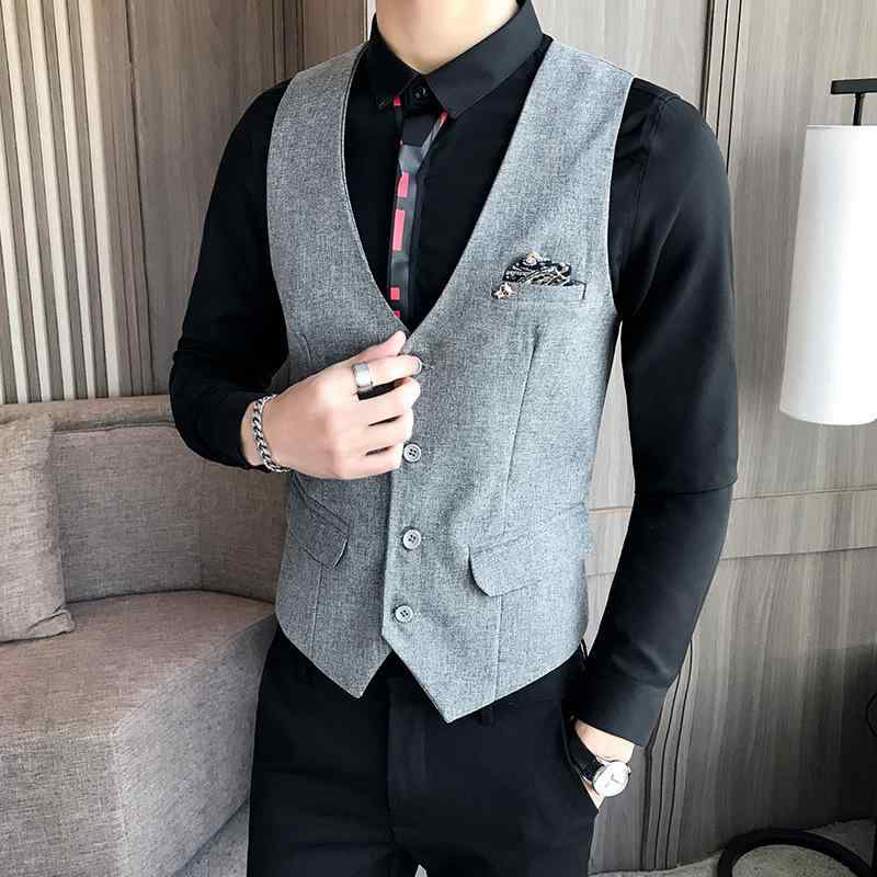 ベスト メンズ 男性用 Vネック シングルボタン ジレ ショート丈 スリムフィット 胸元飾り カジュアル ビジネス 通勤 作業服 普段使い 綿 コットン 春秋 白 グレー 黒