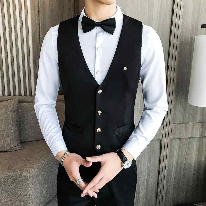 ベスト メンズ 男性用 Vネック シングルボタン 前開き ショート丈 カジュアル ワークウェア 作業着 綿 コットン 春秋 ブラック スリムフィット 大きいサイズ 韓国ファッション