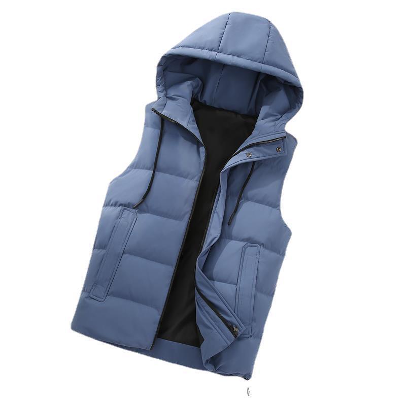 ダウンベスト 男女兼用 秋冬 ペアルック カップル カジュアル フード付き 厚手 防寒 暖かい 軽量 ポリエステル 綿混 ノースリーブ アウター