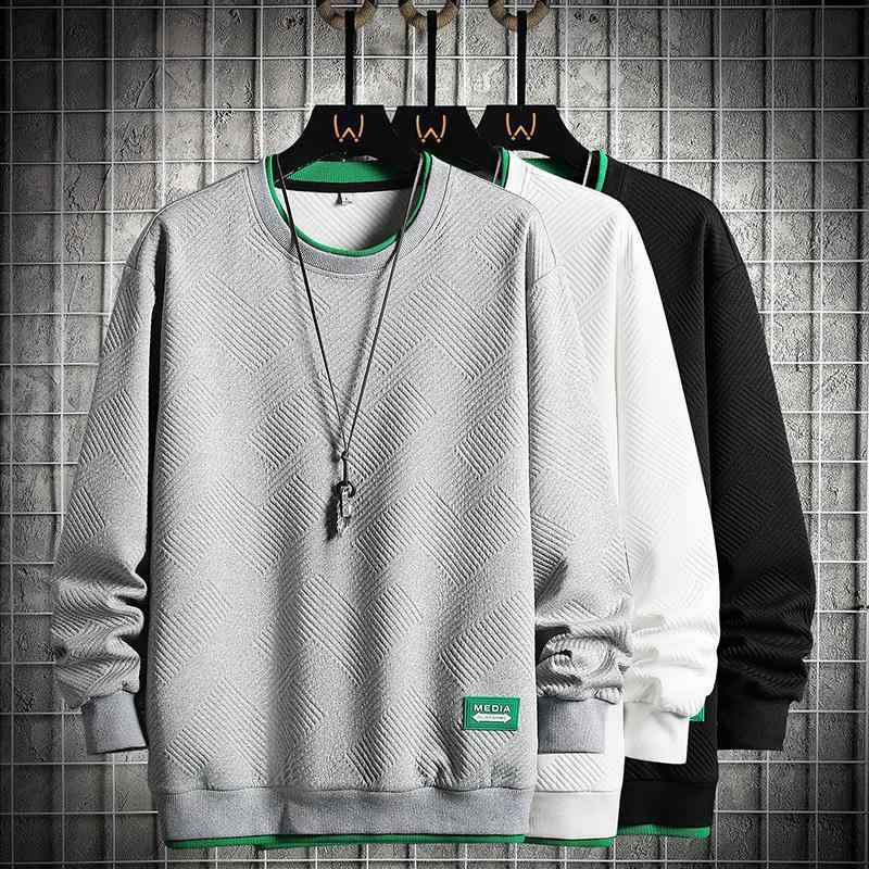 メンズ 男性 春秋 プルオーバー 長袖 カジュアル ストリート系 韓国ファッション ゆったり ビッグシルエット ルーズフィット 切り替えデザイン 配色 ポリエステル 白 グレー 黒