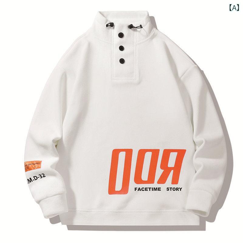 スウェット メンズ フリース 裏起毛 ハイネック モックネック プルオーバー トレーナー 秋冬 防寒 あったか トップス ポリエステル カジュアル 普段使い 長袖 ブラック カーキ ホワイト