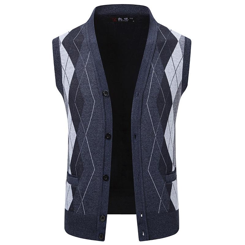 ニットベスト メンズ 男性用 秋冬 開襟 前開き カーディガン ジレ インナー 重ね着 アウター 羽織り 暖かい あったか 防寒 厚手 カジュアル 普段使い(4)