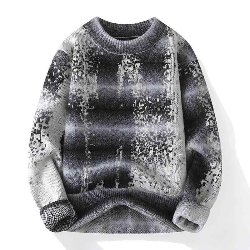 ニット メンズ 男性用 青少年 学生 20代 30代 クルーネック 丸首 セーター トップス 長袖 ゆったり ルーズフィット カジュアル 普段使い ウォッシャブル イージーケア ポリエステル 綿混 秋冬 ブラック ブルー ネイビー ブラウン