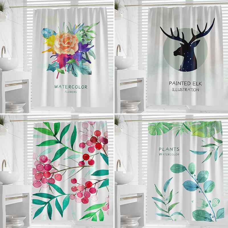 シャワーカーテン 観葉植物柄 ボタニカル リーフ柄 グリーン 防水 防カビ 撥水 デジタルプリント おし..