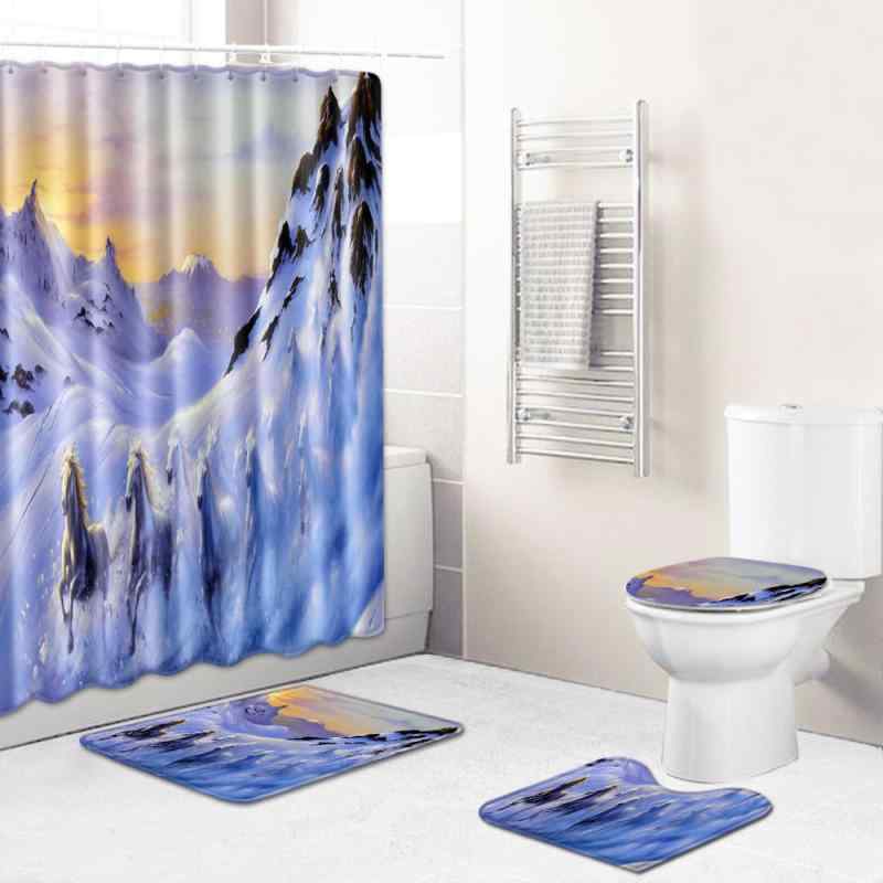 バスルームセット 浴室 洗面所 欧米風 トイレマット シャワーカーテン バスタオル 吸水足拭きマット リ..