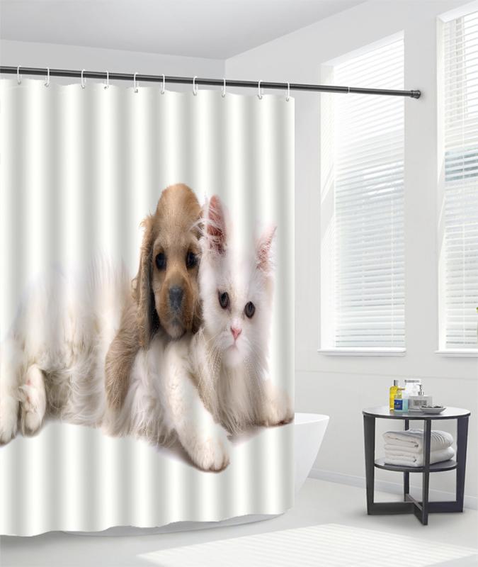 シャワーカーテン 浴室 玄関 キッチン フロアマット ポリエステル製 猫 動物デザイン モダン シンプル おしゃれ 家庭用 室内用 インテリア雑貨