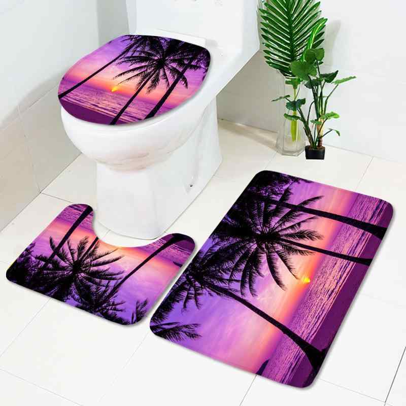 シャワーカーテン 防水 高精細 デジタルプリント ビーチ ヤシの木柄 海辺 リゾート風 バスルーム トイ..