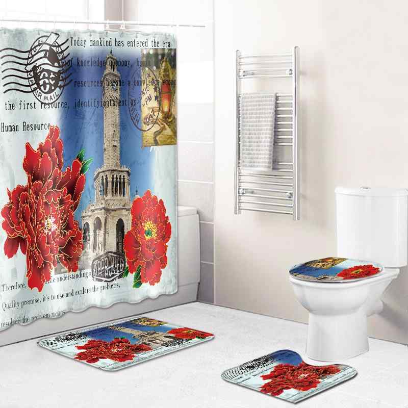 バスルームセット 欧米風 レトロ クラシック ポリエステル 防水 シャワーカーテン バスカーテン フラン..