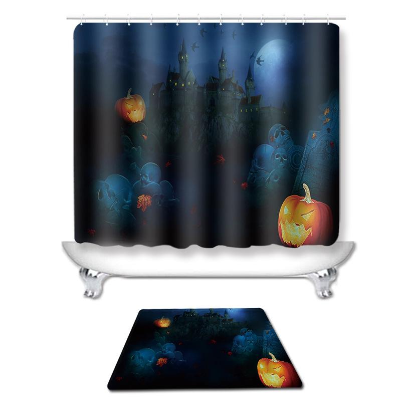 シャワーカーテン ハロウィン デジタルプリント ポリエステル 防水 防カビ タペストリー 欧米風 かぼちゃ モンスター 浴室 お風呂場 インテリア 壁掛け 飾り