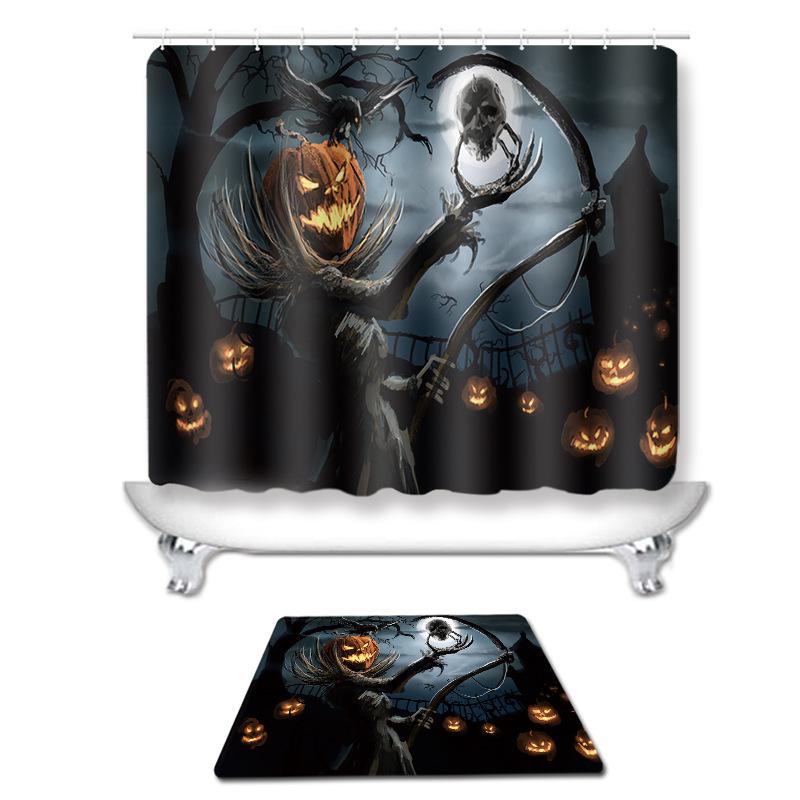 シャワーカーテン ハロウィン パンプキン柄 カボチャ柄 デジタルプリント ポリエステル 防水 防カビ 浴室用 ユニットバス バスルーム 目隠し アメリカンスタイル おしゃれ 秋冬