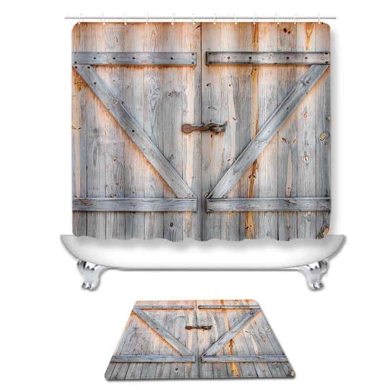 シャワーカーテン バスルーム 木目柄 ウッド調 高級感 ポリエステル製 プリント 撥水 洗える バスマット トイレマット 複数点セット インテリア おしゃれ エレガント 清潔感
