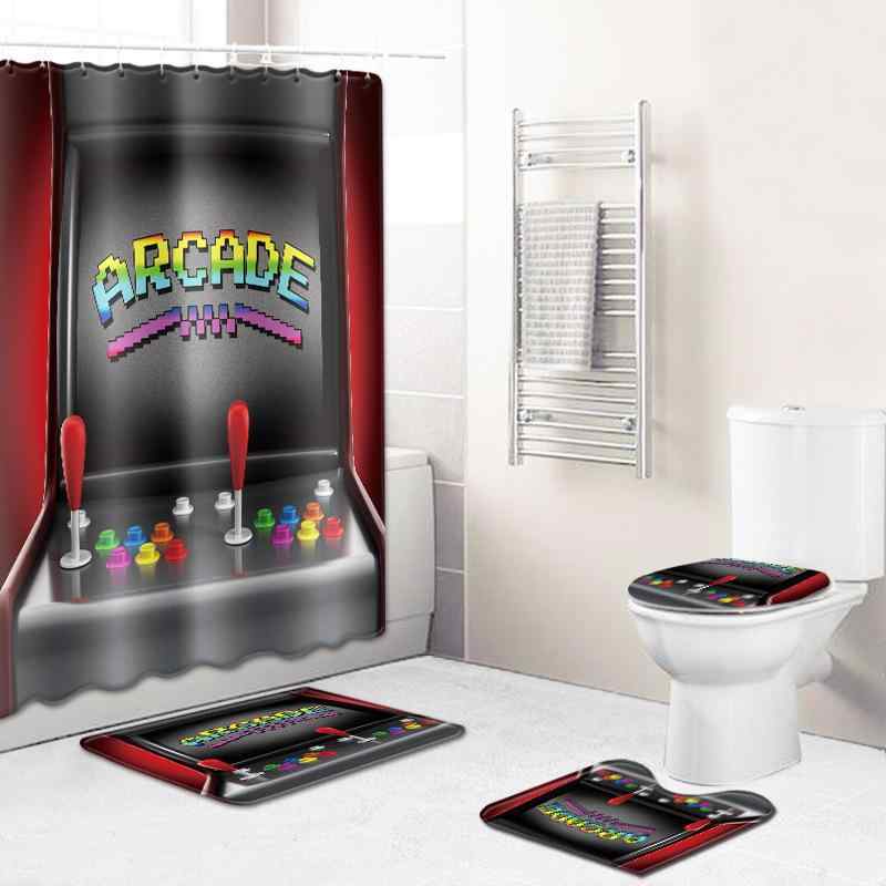 シャワーカーテン バスマット 浴室用 防水 アメリカンスタイル アルファベット柄 ポリエステル フラン..