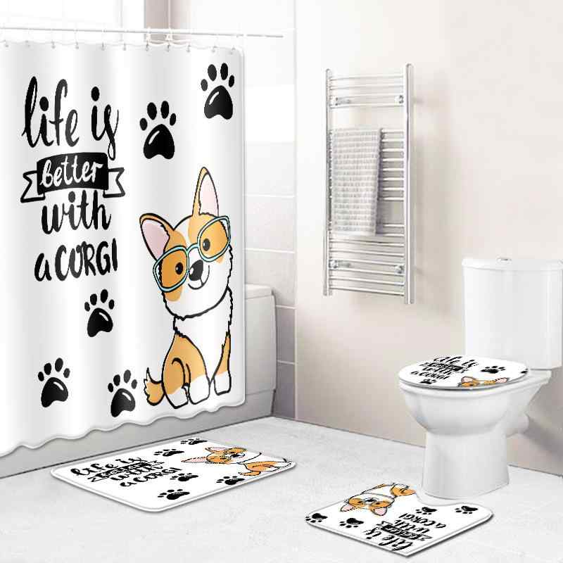 シャワーカーテン バスルームセット アメリカンスタイル アルファベット柄 ロゴデザイン 防水 撥水 滑り止め 低反発 形状記憶 極厚 やわらか バスマット フロアマット 3点セット 4点セット