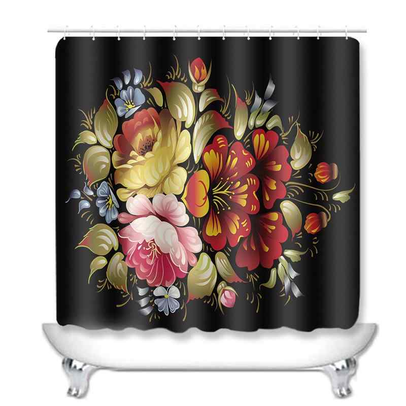 シャワーカーテン バレンタイン 花柄 ハート柄 防水 撥水 防カビ ポリエステル アメリカンスタイル バスカーテン 浴室 目隠し お風呂用品 セット