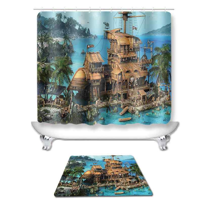 インテリア雑貨 油絵風 シャワーカーテン バスルーム トイレ 玄関用フロアマット タペストリー 壁掛け ..