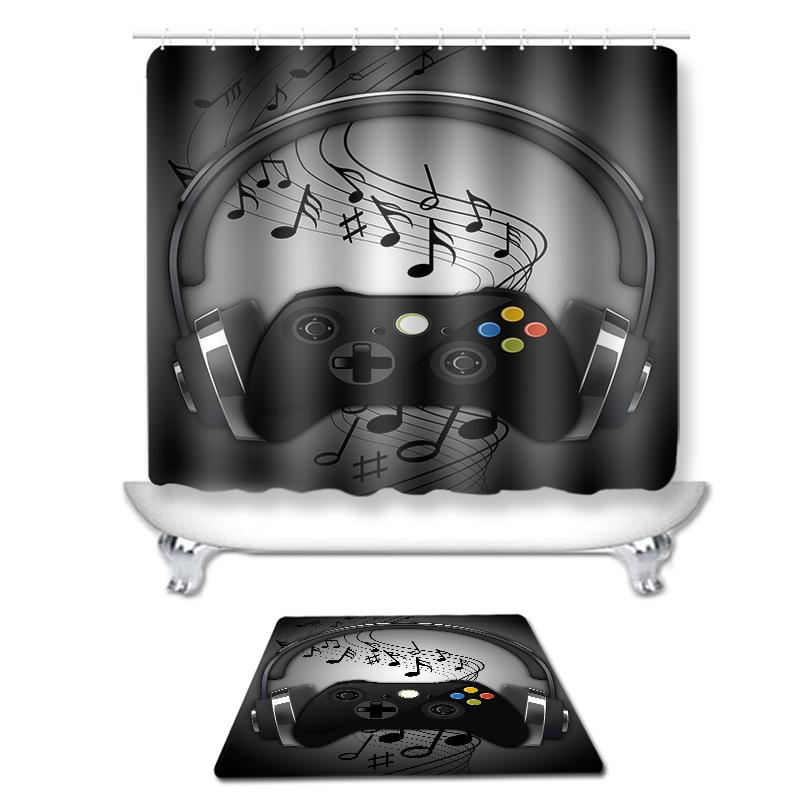 バスルームセット シャワーカーテン トイレ バスマット 音符柄 ポリエステル ショートパイル 高級感 撥水 滑り止め 速乾 丸洗い可能 おしゃれ 模様替え 通年