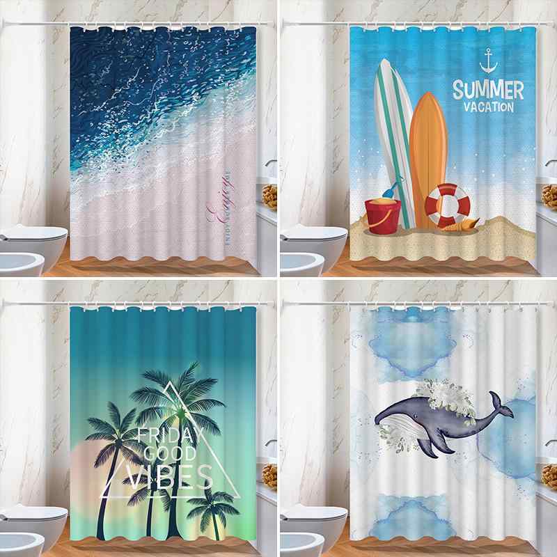 シャワーカーテン デジタルプリント 防水 ポリエステル 浴室 バスルーム 洗面所 トイレ 間仕切り 吊り下げ モダン シンプル 北欧風