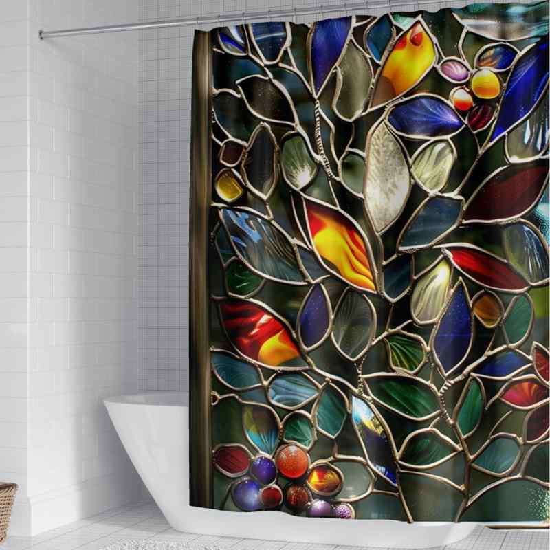 シャワーカーテン バスルーム 間仕切り 浴室用 ポリエステル デジタルプリント おしゃれ モダン シンプルデザイン 撥水 防カビ 目隠し ユニットバス 脱衣所 清潔感