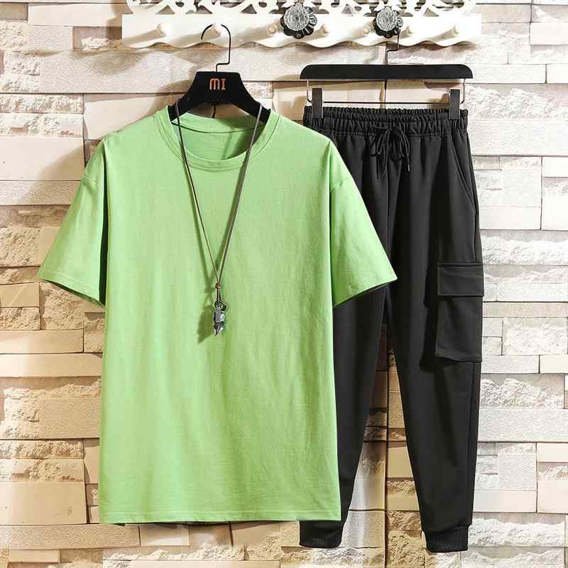 セットアップ メンズ 夏 無地 ゆったり 半袖 Tシャツ ショートパンツ 2点セット 学生向け クルーネック リラックスフィット スポーツ 薄手 綿混