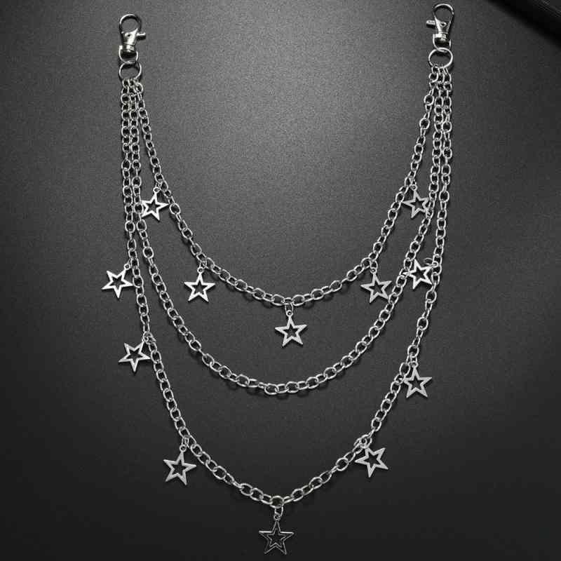 ウォレットチェーン 男女兼用 ユニセックス ロック パンク ストリート系 ヒップホップ スターモチーフ ..