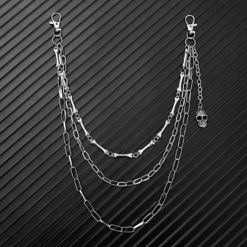 ウォレットチェーン ユニセックス 男女兼用 ロック パンク ヒップホップ ストリートダンス スカル ハロウィン 多層 パンツチェーン ウエストチェーン ナイトクラブ 欧米スタイル
