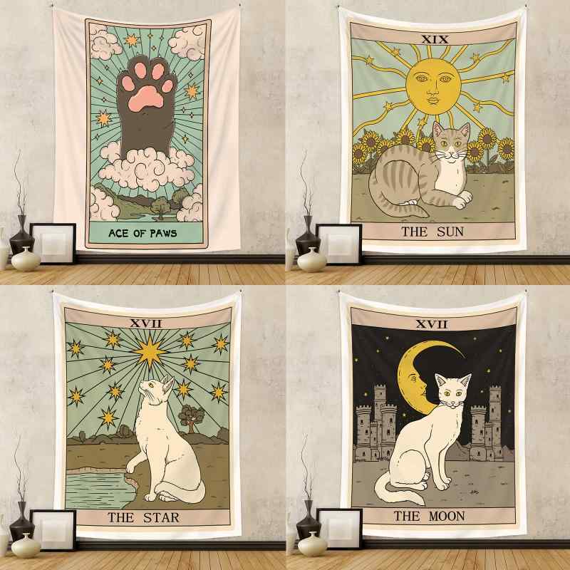 タペストリー 猫 ボヘミアン インスタ映え おしゃれ アメリカン 壁掛け 撮影用 背景布 部屋飾り リビン..