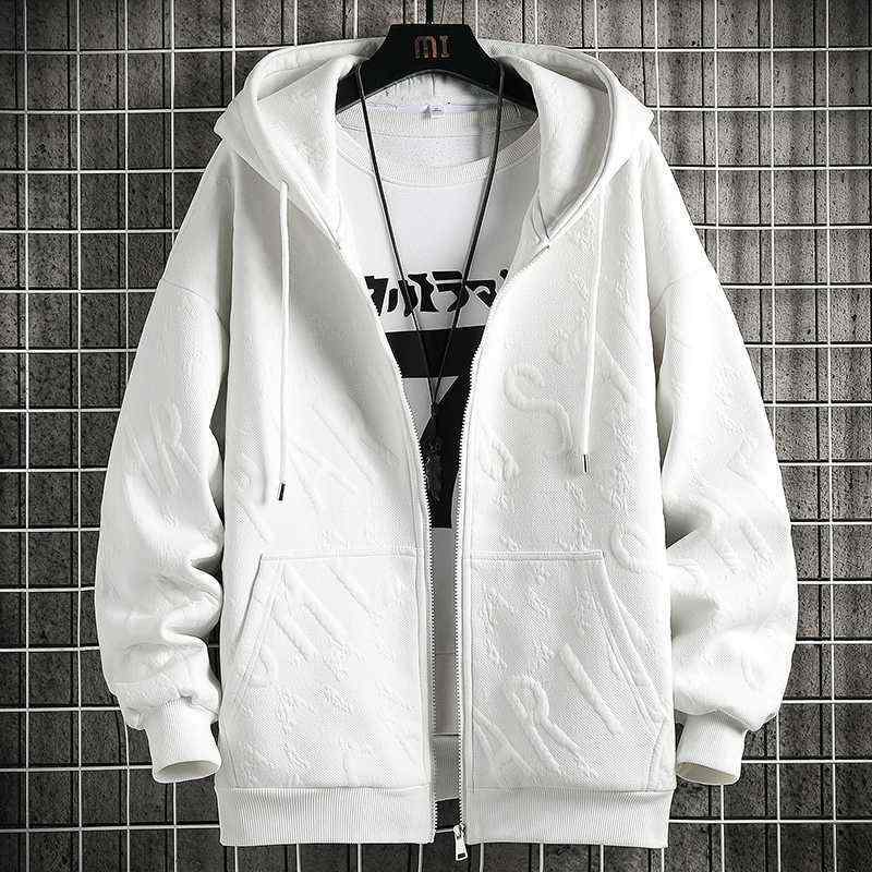 スウェット パーカー メンズ 男性用 春秋 ジップアップ フード付き 前開き カーディガン ゆったり ルーズフィット カジュアル ストリート 普段使い ポリエステル