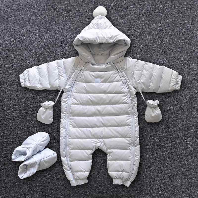 Other - ベビー オールインワン 男の子 女の子 ダウン 保温 冬 連脚 手カバー 足カバー ライトブルー ピンク ベージュ 外出 快適 おしゃれ モダン