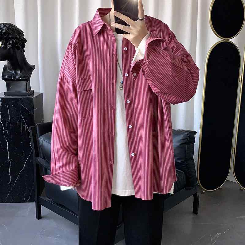 シャツ メンズ 長袖 ビッグシルエット ルーズフィット カジュアル 香港風 大きいサイズ 綿 コットン アイロン不要 春秋 普段使い お出かけ