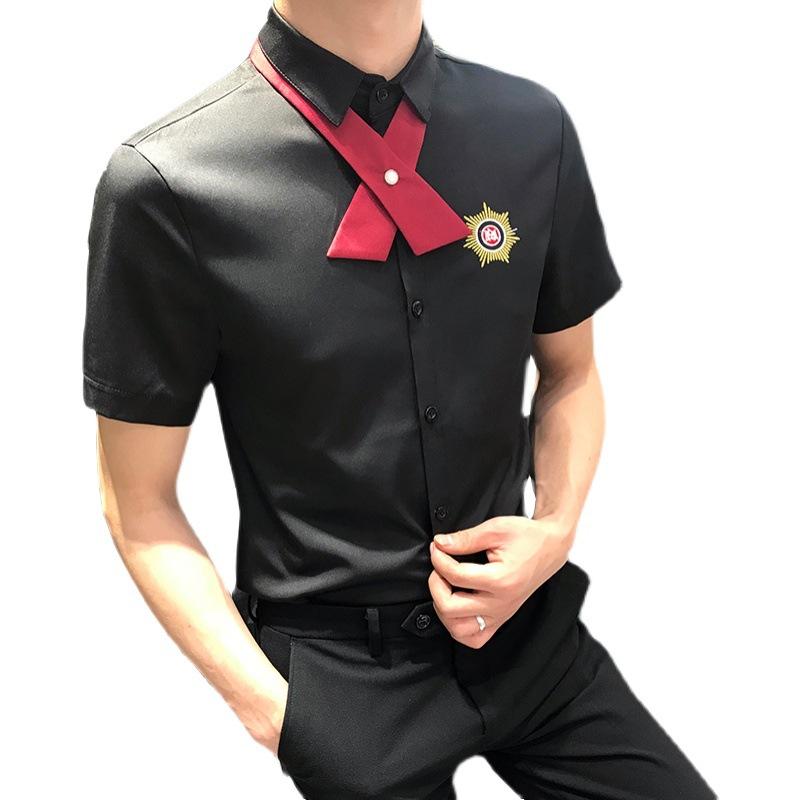 シャツ メンズ 半袖 制服 ワイシャツ オフィス カジュアル ビジネス 無地 ホワイト ブラック 大きいサイズ ビッグサイズ ゆったり 3L 4L 5L 春夏