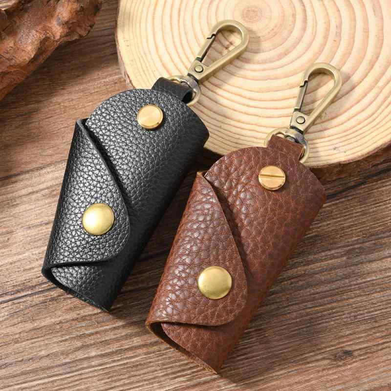 キーケース メンズ レディース レトロ フルグレインレザー 本革 ライチ柄 シボ加工 ミニ 鍵収納 おしゃ..