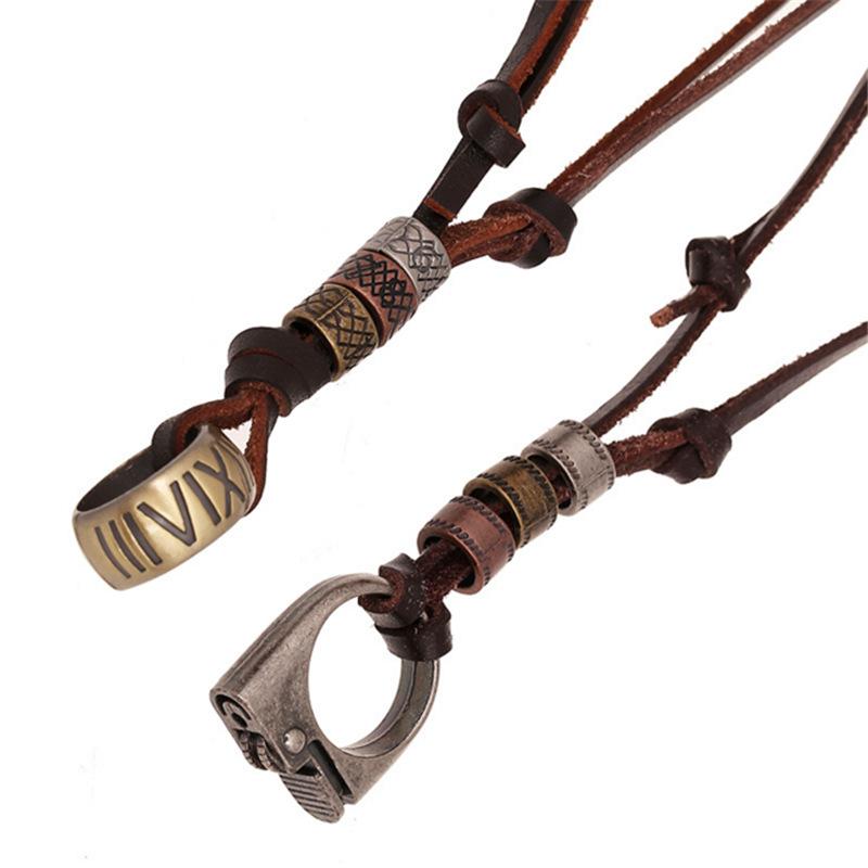 ネックレス メンズ レディース ユニセックス 牛革 本革 合金 ライターホルダー ヴィンテージ レトロ エ..