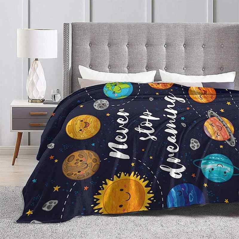 ブランケット ベビー 男の子用 子供用 デジタルプリント 宇宙柄 星柄 フランネル ポリエステル ふんわ..