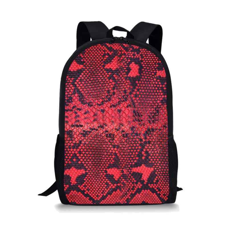リュックサック キッズ ジュニア 子供用 小学生 通学 お出かけ ダークレッド リアルなスネーク柄 鱗プ..