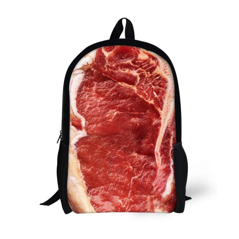 バックパック 学生 ユニセックス 豚肉 サーモン 鰻モチーフ リアルプリント 個性的 おしゃれ トレンド ..