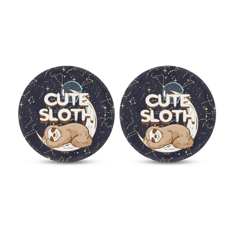 カップホルダーマット 滑り止め プリント 円形 車内 家庭用 キッチン用 おしゃれ 2枚組 化学繊維 スポ..