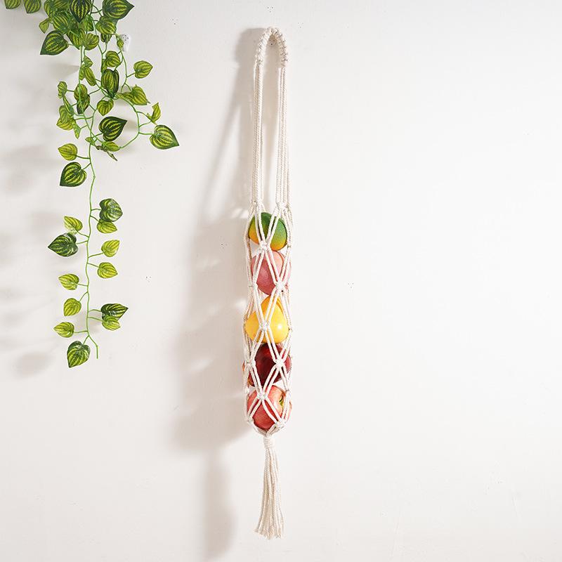 バスケット 手編み 綿 コットン 北欧風 オフホワイト 吊り下げ収納 ボトルホルダー ワインボトルケース..