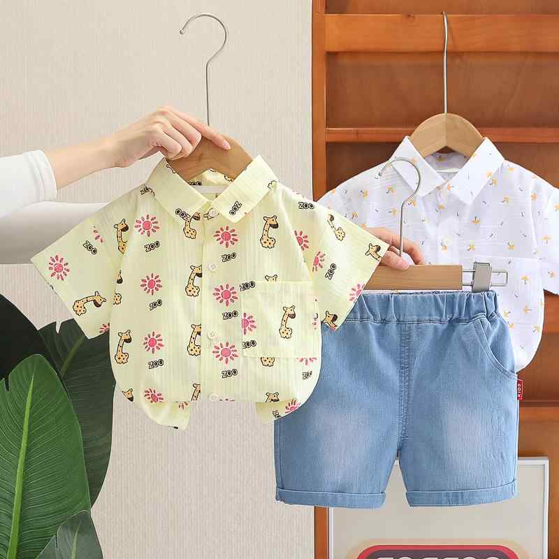 セットアップ 男の子 ベビー キッズ 幼児 ボーイズ 春夏 半袖シャツ 短パン 上下セット 綿 コットン 薄手 軽量 接触冷感 柔らか キャラクター アニメ柄 かわいい カジュアル おしゃれ ファッション 白 グリーン