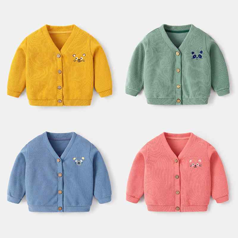 カーディガン ベビー 男の子 女の子 幼児 キッズ ニット 綿 Vネック 長袖 春秋 普段使い 通園 ソフト 柔らかい 前開き ボタン カジュアル おしゃれ シ...