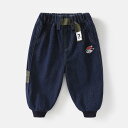 デニムパンツ キッズ ベビー 男の子 女の子 春物 長ズボン ロングパンツ 伸縮性 コットン 綿 普段使い 通園 通学 遊び着 ストリート カジュアル スポーティー デニムブルー 青
