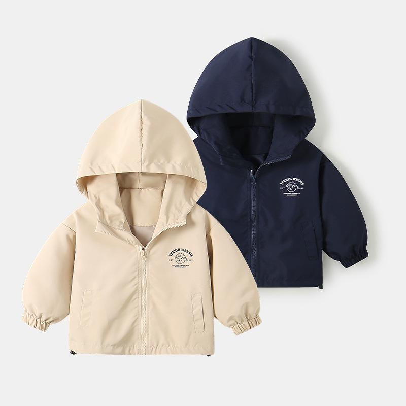 キッズアウター 男の子 男児 フード付き ジャケット ブルゾン パーカー ウィンドブレーカー 春秋物 ショート丈 長袖 ポリエステル カジュアル 通学 普段使い...