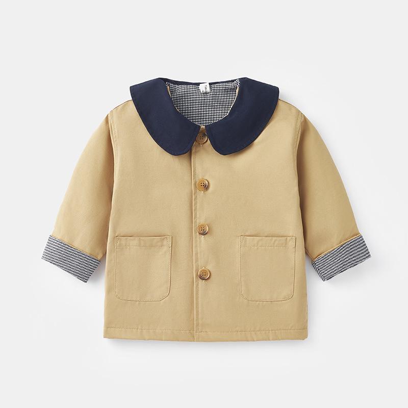 トレンチコート 男の子 子供 春秋 テーラードカラー 無地 ポリエステル 柔らかな肌触り ミドル丈 シングルボタン カーキ カジュアル スプリングコート アウタ...