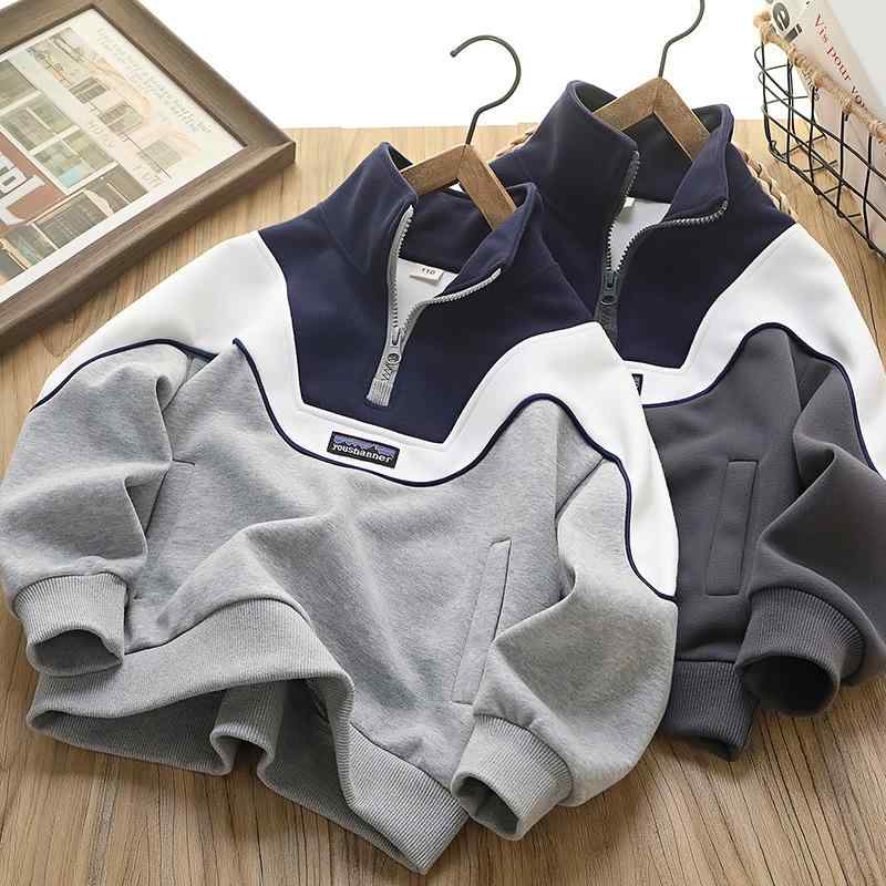 衛衣 男の子 女の子 共用 キッズ 中大童向け 春秋 プルオーバー フードなし カジュアル スポーツ 切り替え レタープリント かっこいい おしゃれ 長袖 柔らかい 肌触り 綿混 ポリエステル