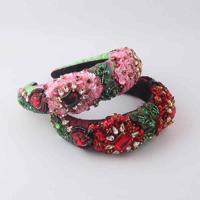 カチューシャ レディース ボリューム ラインストーン リーフ 欧米風 ゴージャス 大ぶり 華やか パーティー 結婚式 二次会 お呼ばれ 発表会 舞台 ヘッドアクセサリー 春夏 レッド グリーン