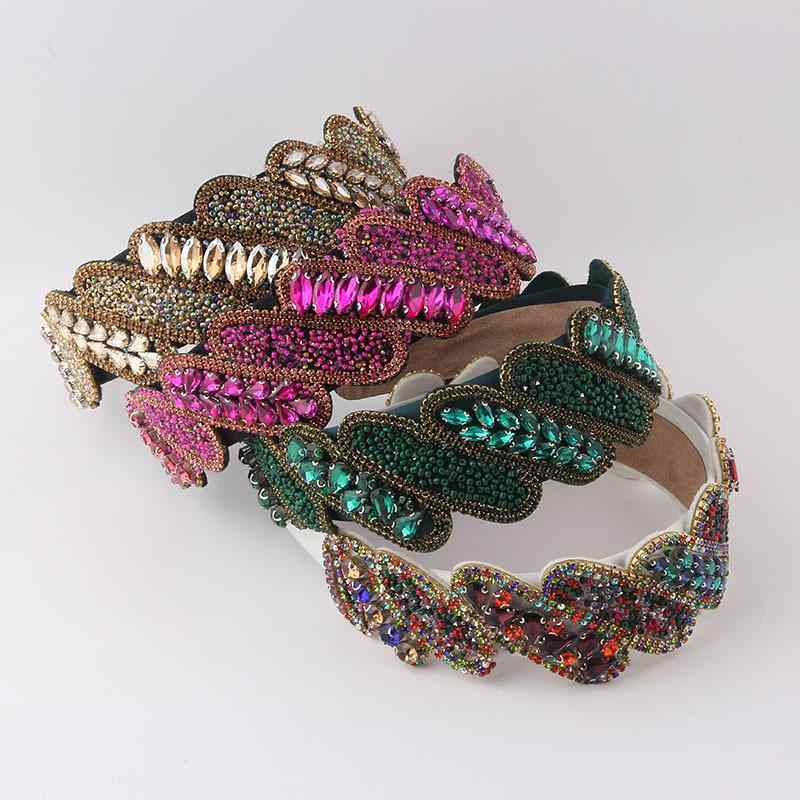 カチューシャ レディース 女性用 欧米風 バロック ラインストーン ビジュー ストライプ レトロ アンティーク調 幅広 高級感 ラグジュアリー ファッション 通勤 普段使い パーティー 結婚式 お呼ばれ ダンス フォーマル